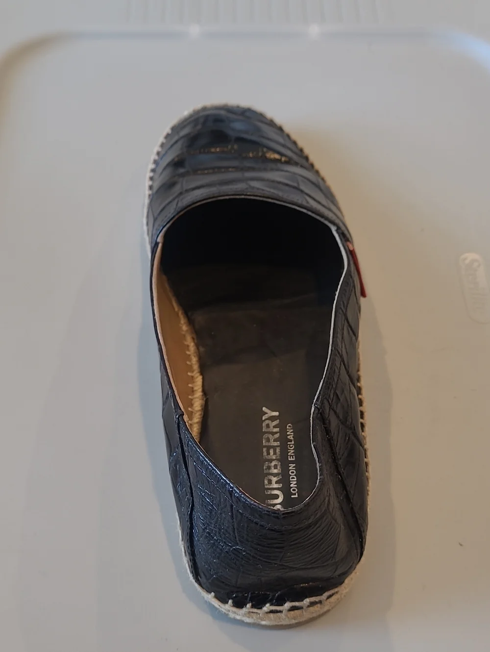 Burberry *SINGLE RIGHT SHOE AMPUTEE* Men's Black Croc Print Espadrille Sz 45/12